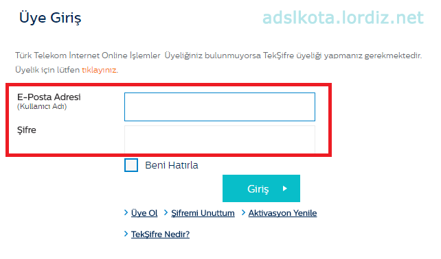 Türk Telekom Kota Sorgulama