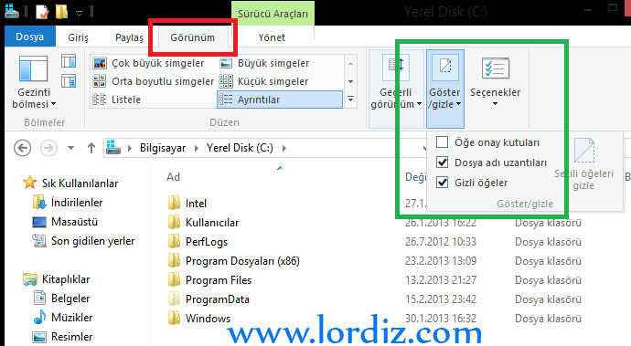 gizli dosya uzanti zpsf5ff069c - Windows 10 ve Windows 11'de Gizli Dosya ve Klasörleri Görüntülemek