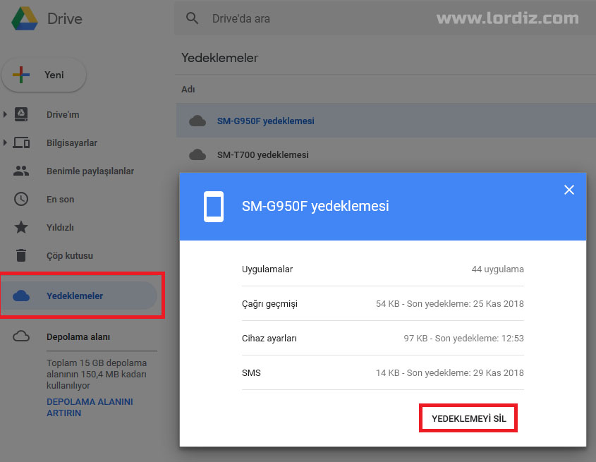 google drive telefon yedekleri3 - Google Drive'daki Android (Telefon-Tablet) Yedeklemeleri Nasıl Silinir?