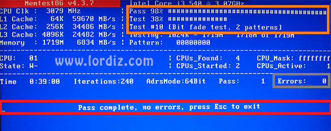 memtest1 zpsc49bf27c - MemTest86 ile Bilgisayar Ram'lerini Test Edin