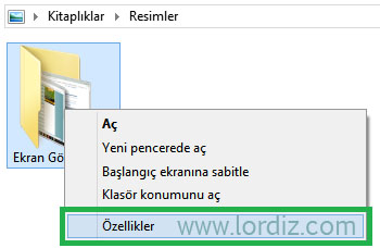 screenshot folder 1 zpsd3e1a58a Windows 8'de Ekran Görüntüsü Konumunu Değiştirme