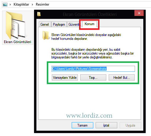 screenshot folder 2 zpsd6550577 Windows 8'de Ekran Görüntüsü Konumunu Değiştirme