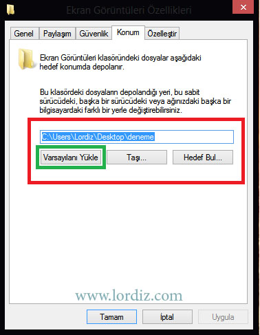 screenshot folder 6 zps9bad0342 Windows 8'de Ekran Görüntüsü Konumunu Değiştirme