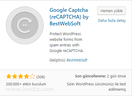wordpress google recaptcha1 - Wordpress Bloguna Google reCaptcha Spam Koruması Ekleme